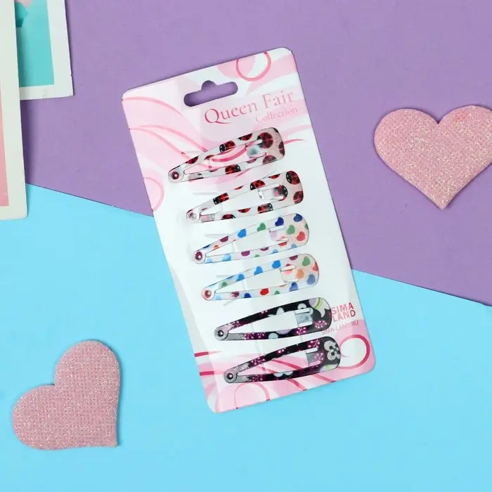 Невидимка для волос "Селена" (набор 6 шт) лето, 4,5 см