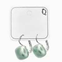 Серьги пластик "Майорика" квадрат, цвет светло-зелёный в серебре