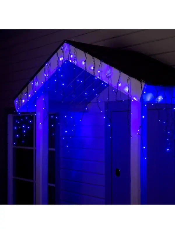 Гирлянда &laquo;Бахрома&raquo; 4&times;0.6 м, IP44, тёмная нить, 180 LED, свечение синее, 8 режимов, 220 В