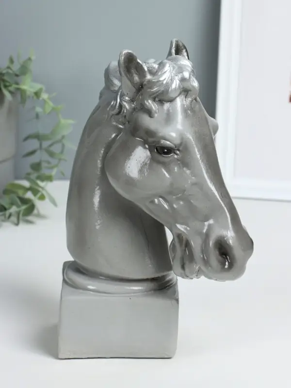 Копилка "Голова коня"  высота 25 см, серый