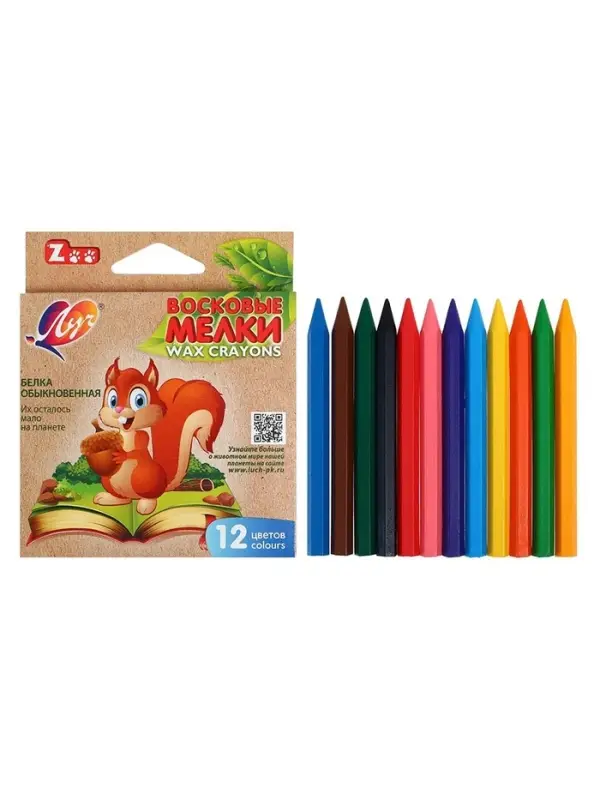 Мелки восковые, 12 цветов, &laquo;Луч&raquo;, шестигранные
