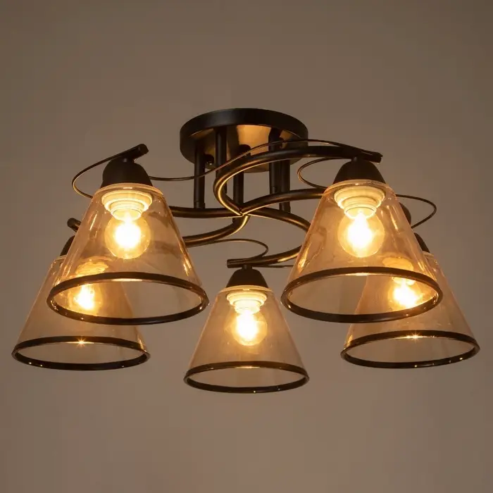 Светильник потолочный BayerLux &laquo;Эдотт&raquo;, люстра 5хЕ27, 40 Вт, чёрный, 53&times;53&times;25 см