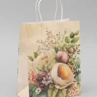 Пакет крафтовый &laquo;Цветы&raquo;, 25&times;22&times;11 см