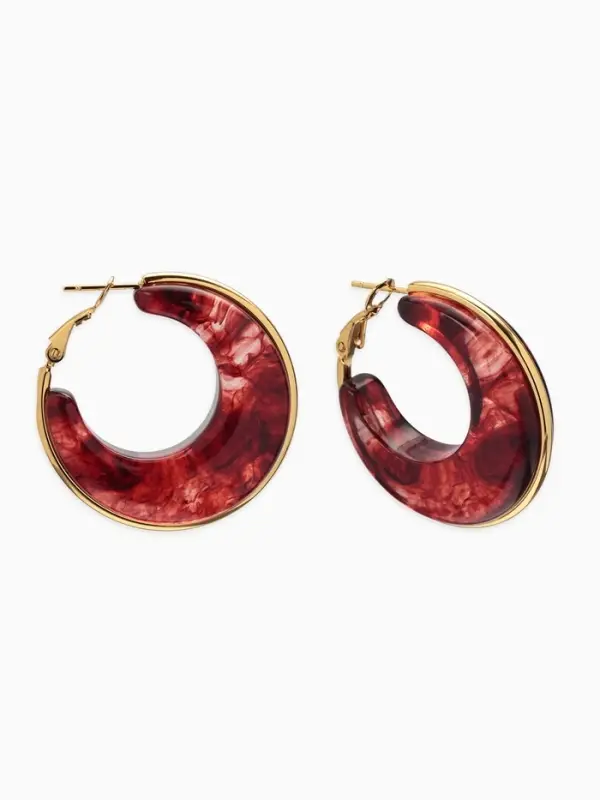 Серьги-кольца акрил &laquo;Тренд&raquo;, бордовые в золоте