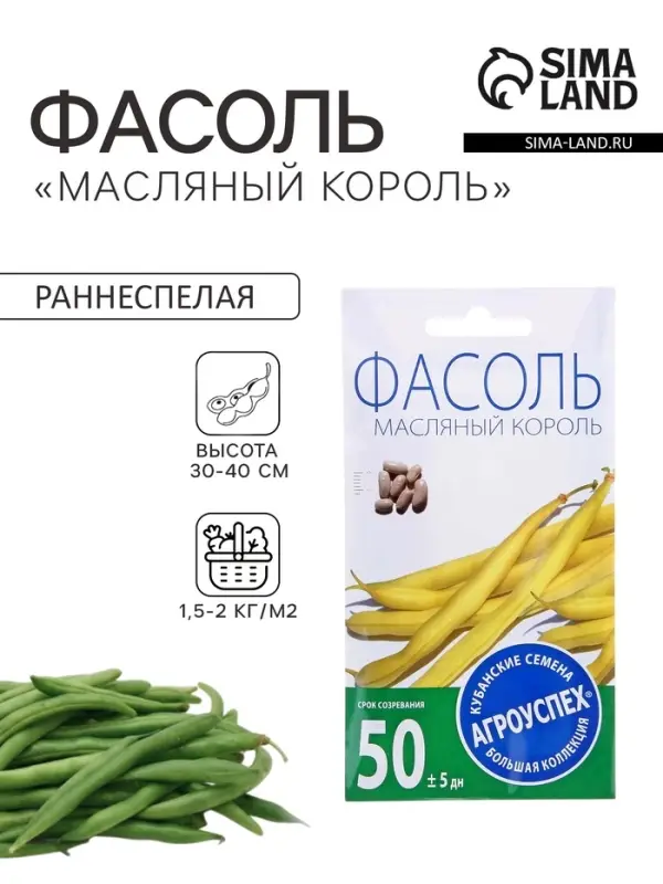 Семена Фасоль &laquo;Масляный король&raquo;, кустовая, спаржевая, 4 г, &laquo;Агроуспех&raquo;