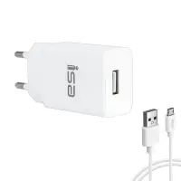 Сетевое зарядное устройство с кабелем USB на MicroUSB 2.4A HS27 ISA белое