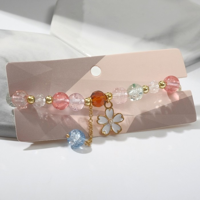 Браслет «Радость» ромашка, цветной в золоте, d=7 Браслет «Радость» ромашка, цветной в золоте, d=7