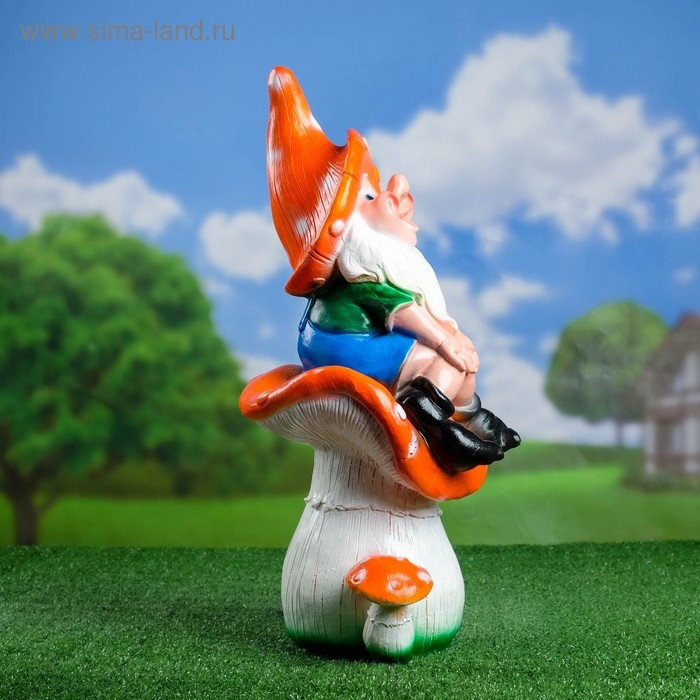 Садовая фигура  Садовая фигура "Гном на мухоморе"  23х14х51см