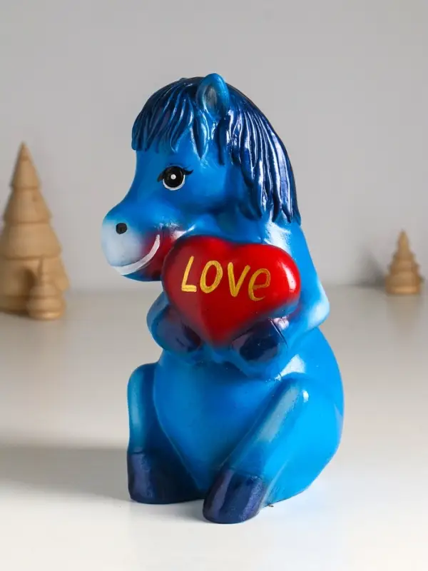 Копилка "Лошадь с сердцем" 23.5 см, синий