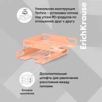 Набор лотков горизонтальных - трансформеров для бумаг ErichKrause Techno, Pastel Bloom, 2 штуки, персиковый