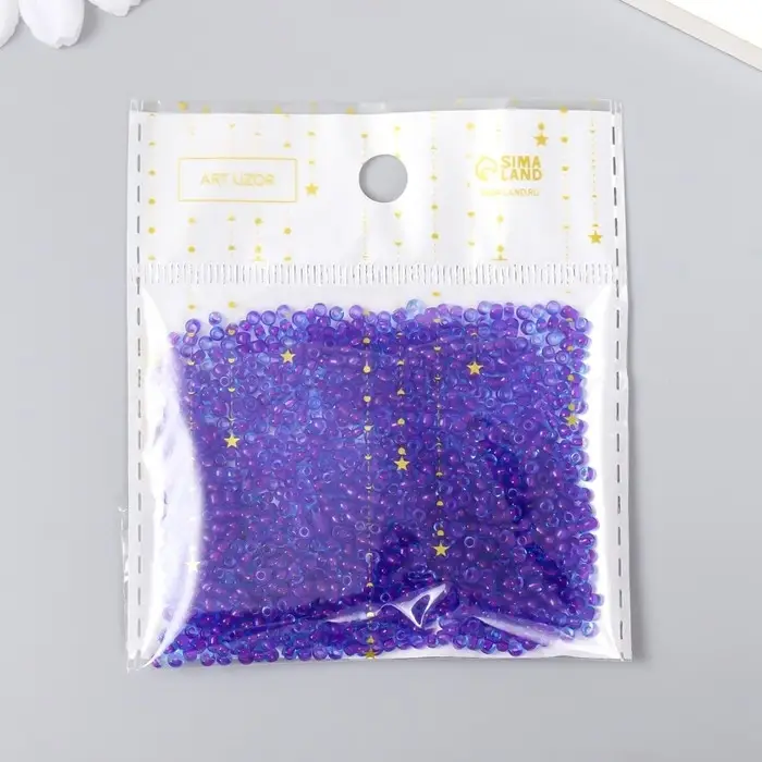 Бисер круглый размер 12/0 прозрачный «Сиреневый» 20 г Бисер круглый размер 12/0 прозрачный «Сиреневый» 20 г