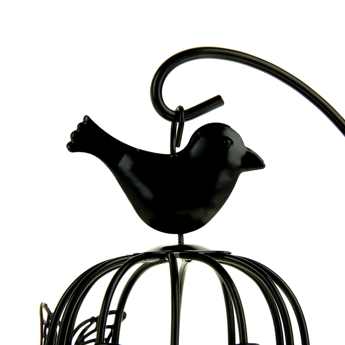 Подсвечник металл Подсвечник металл "Клетка с птичкой" черный, 23х10х10 см