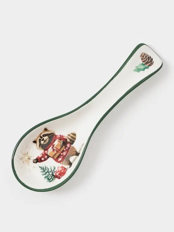 Подставка под ложку Доляна «Новогодние животные», 22.3×7.1×2.7 см, доломит, белая Подставка под ложку Доляна «Новогодние животные», 22.3×7.1×2.7 см, доломит, белая