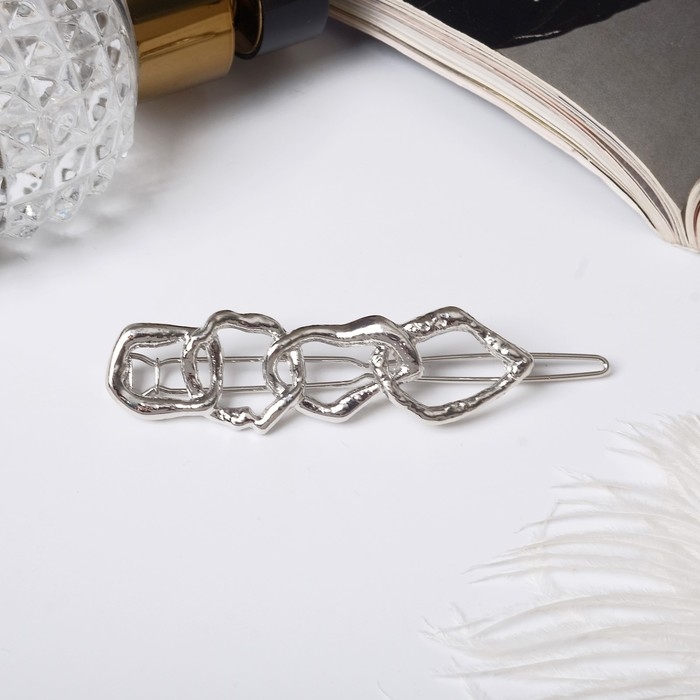 Невидимка для волос  Невидимка для волос "Либерти" петельки, 5,5 см, серебро