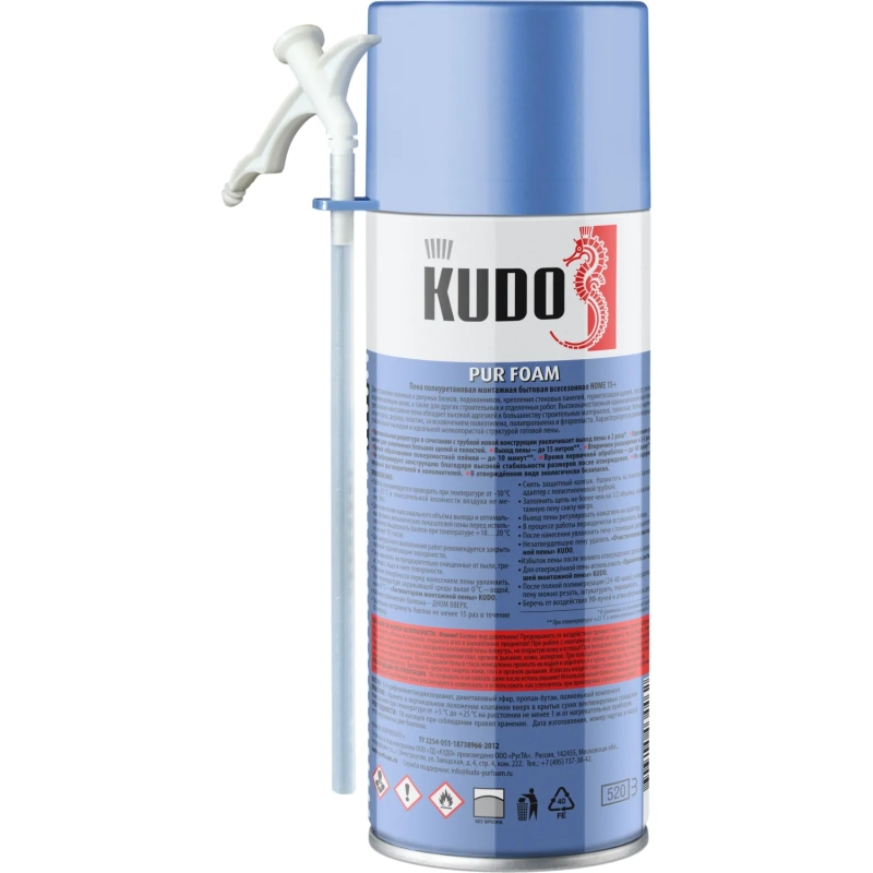 Пена монтажная бытовая Kudo Home 15+, всесезонная, 520 мл 204089
