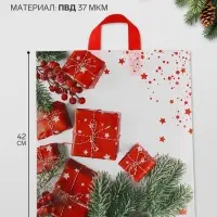 Пакет полиэтиленовый с петлевой ручкой &laquo;Время подарков&raquo;, 42&times;38 см, 37 мкм