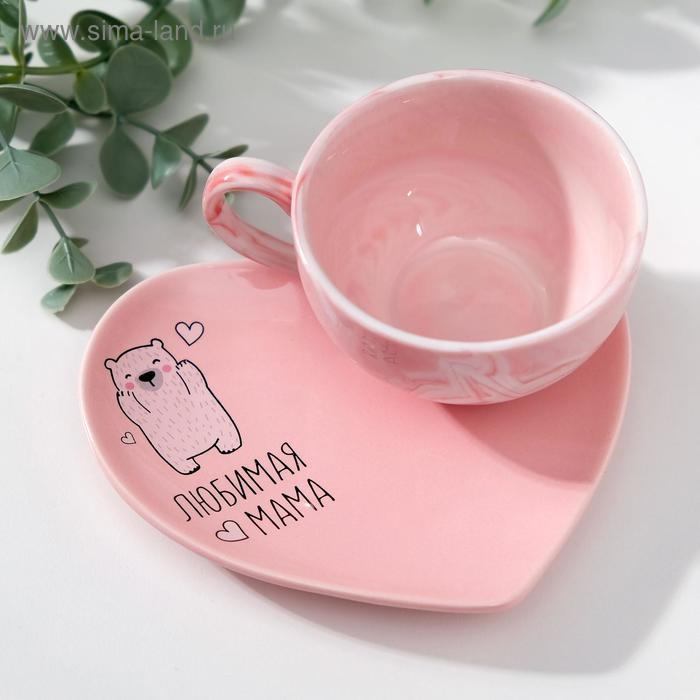 День матери. Подарочный набор керамический «Любимая мама»: кружка 120 мл, блюдце День матери. Подарочный набор керамический «Любимая мама»: кружка 120 мл, блюдце