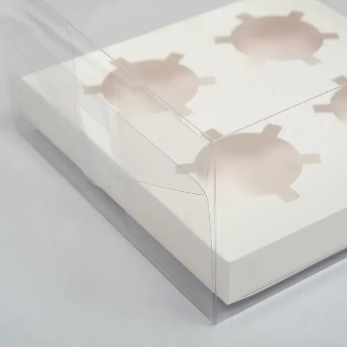 Коробка на 4 капкейка, кондитерская упаковка, белая, 18,5 × 18 × 10 см Коробка на 4 капкейка, кондитерская упаковка, белая, 18,5 × 18 × 10 см