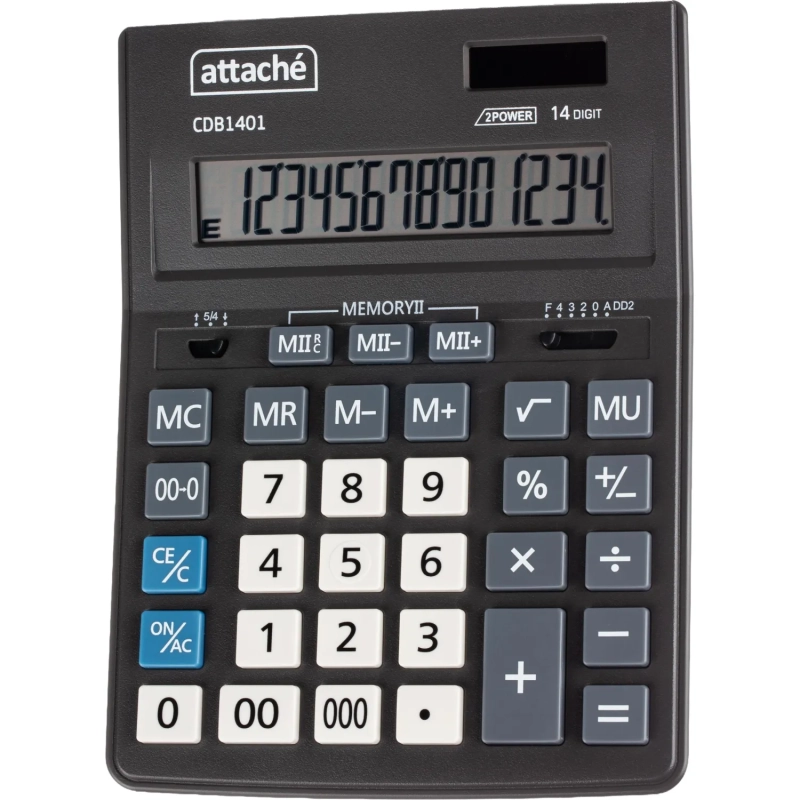 Калькулятор настольный Attache CDB1401-BK 14-разрядный черный 205x155x35 мм