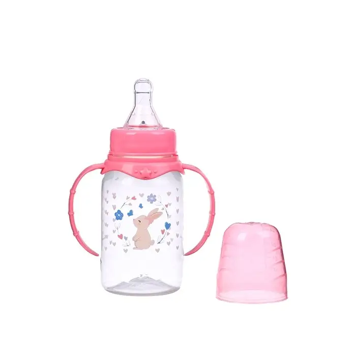 Бутылочка для кормления малыша M&B &laquo;Доченька&raquo;, классическое горло, с ручками, от 0 мес., 150 мл., розовый