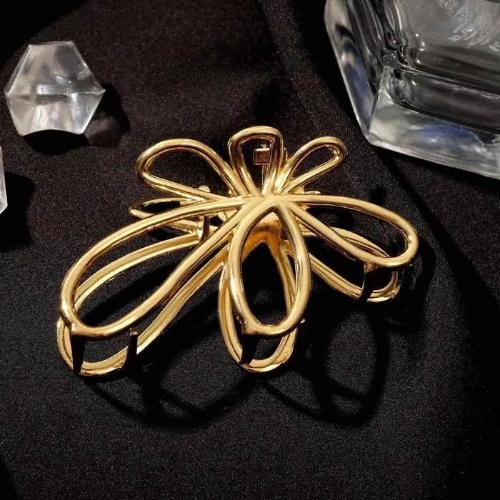 Крабик для волос «Валери», лепестки, 7 см, золото