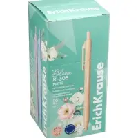 Ручка шариковая автоматическая ErichKrause R=305 Matic Pastel bloom, узел 0.7 мм, синяя, 4 В