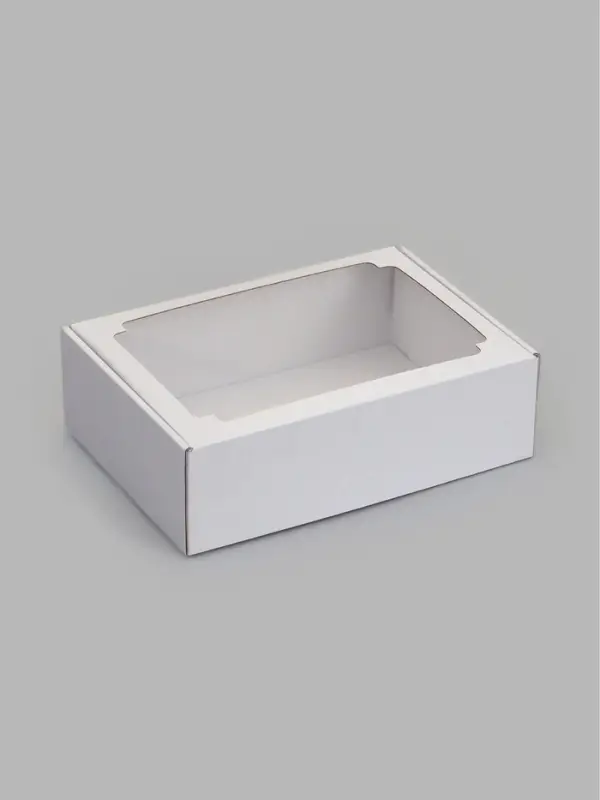 Коробка самосборная с окном, белая, 31 х 22 х 9,5 см