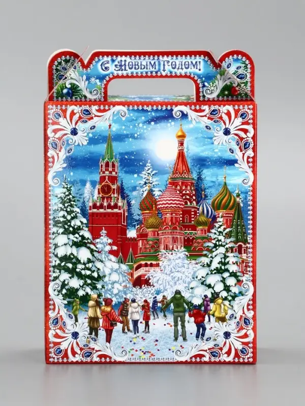 Подарочная коробка новогодняя «Кремль». для сладких подарков, 14×6×21 см Подарочная коробка новогодняя «Кремль». для сладких подарков, 14×6×21 см