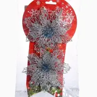 Ёлочные игрушки 2 шт. &laquo;Зимнее волшебство. Ажурный цветок&raquo; пластик, 14 см, серебро