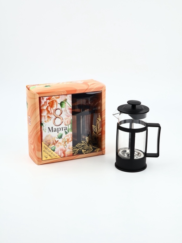 Подарочный набор «8 марта», чай чёрный со вкусом тропических фруктов 100г., френч-пресс 350 мл Подарочный набор «8 марта», чай чёрный со вкусом тропических фруктов 100г., френч-пресс 350 мл