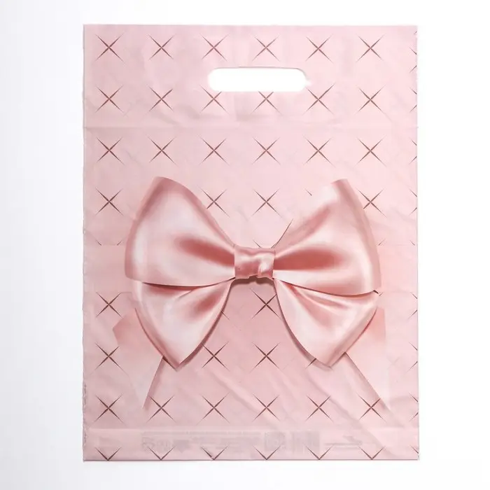 Пакет «Персиковый бант», полиэтиленовый с вырубной ручкой, 30×40 см, 50 мкм