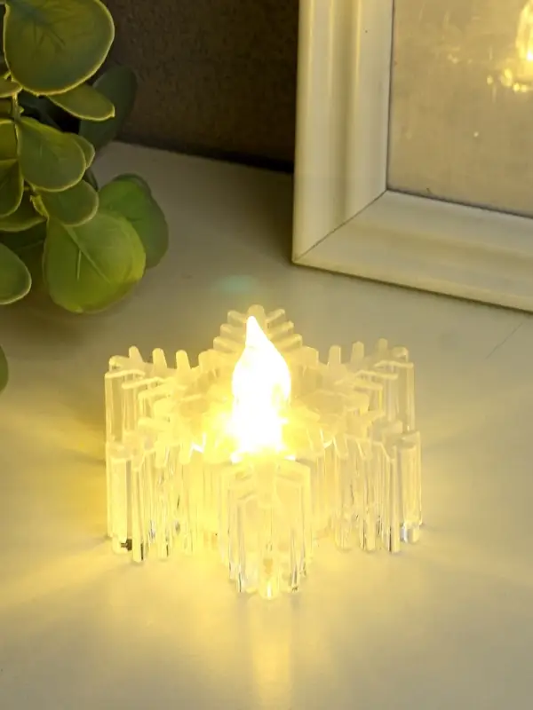 Светодиодная свеча LED RISALUX «Снежинка» 3хLR1130 прозрачный 7х7х4,5 см