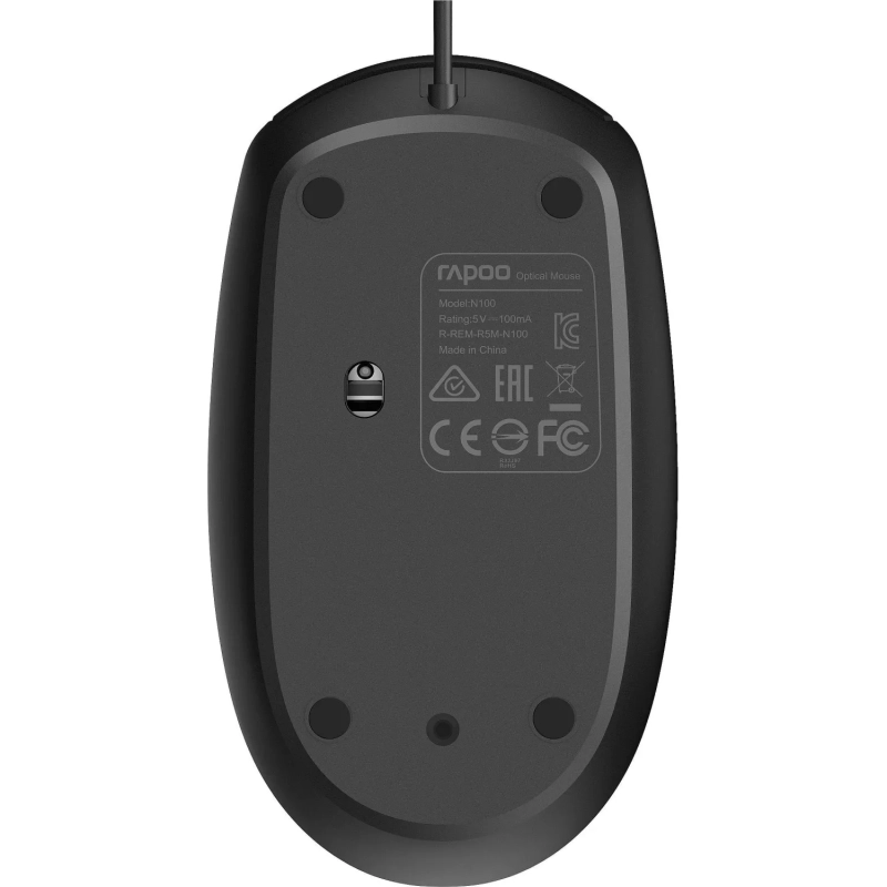 Мышь компьютерная RAPOO N100C проводная, черный