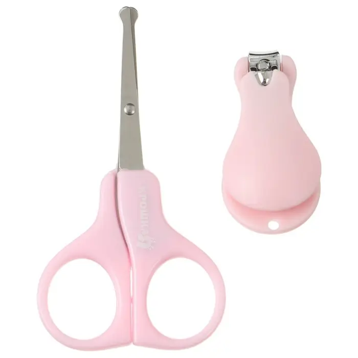 Детский маникюрный набор Крошка Я, 2 предмета: ножницы, кусачки-книпсер, от 0 мес., розовый