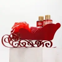 Подарочный набор новогодний в санях: 2 геля для душа, соль для ванны и мочалка, URAL LAB Подарочный набор новогодний в санях: 2 геля для душа, соль для ванны и мочалка, URAL LAB