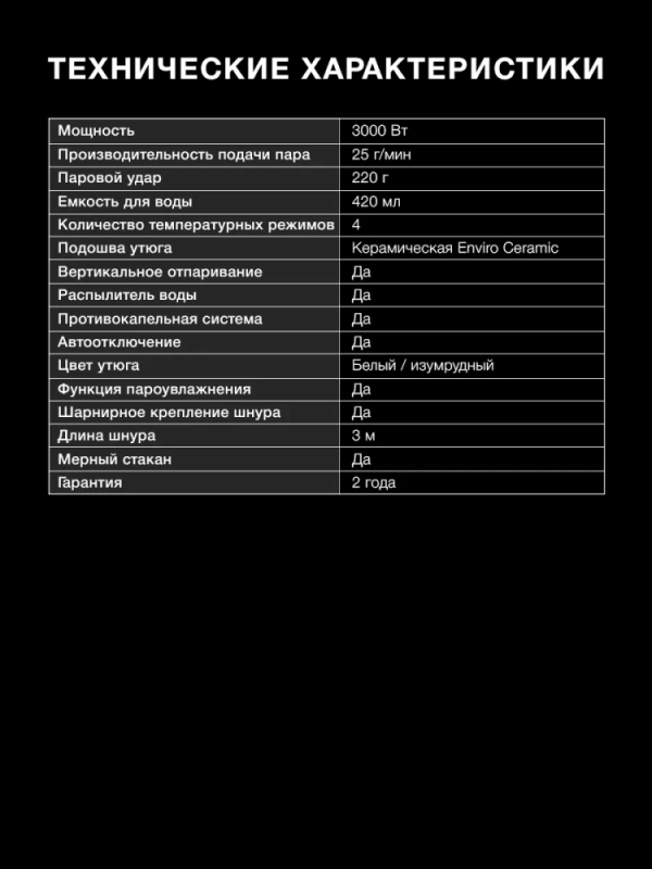 Утюг H-SI01223 3000Вт белый-изумрудный