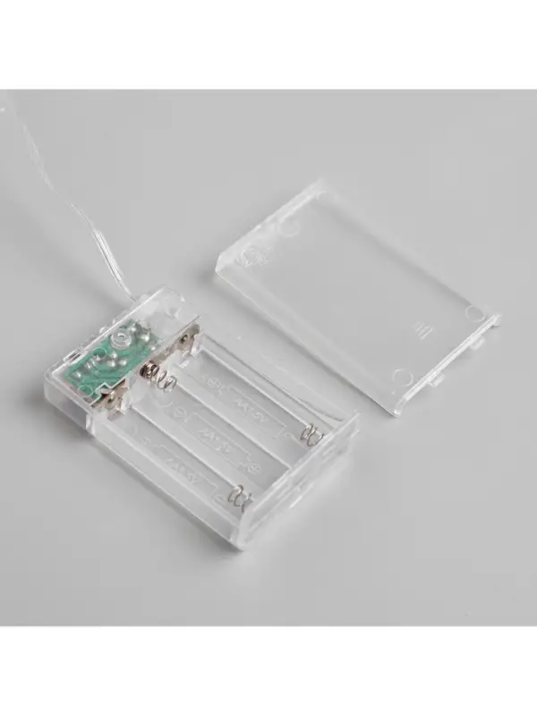 Гирлянда &laquo;Нить&raquo; 5 м, роса, IP20, медная нить, 50 LED, мерцание всех светодиодов, от батареек АА&times;3, свечение тёплое белое