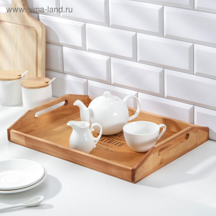Поднос деревянный с декором, 40×30×7,5 см, сосна Поднос деревянный с декором, 40×30×7,5 см, сосна
