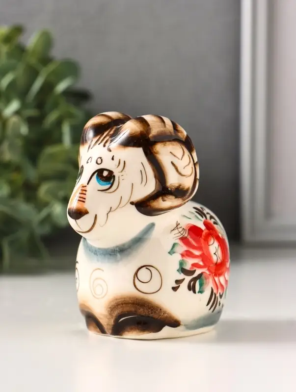 Фигурка фарфор &laquo;Баран Лёня&raquo;, 8.5 см, гжель цветная, МИКС