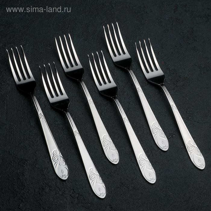 Набор столовых приборов &laquo;Узоры&raquo;, 18 предметов, толщина 1,8 мм, картонная коробка, цвет серебряный