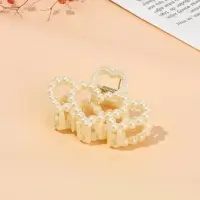 Краб для волос "Лиллиан" сердца, 7,5 см, белый