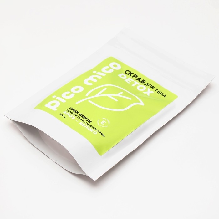 Скраб для тела, соляной с маслом оливы, 250 г, аромат грин-смузи, PICO MICO Скраб для тела, соляной с маслом оливы, 250 г, аромат грин-смузи, PICO MICO