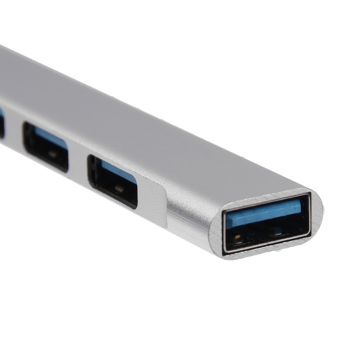 USB-разветвитель (HUB), 4 порта, кабель 10 см, серебристый USB-разветвитель (HUB), 4 порта, кабель 10 см, серебристый