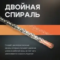 Бур по бетону ТУНДРА, крестовый наконечник, двойная спираль, SDS-plus, 10&times;310 мм