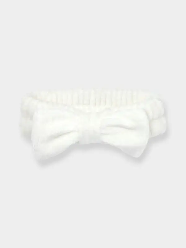 Повязка для умывания "Бантик", микрофибра, цвет белый