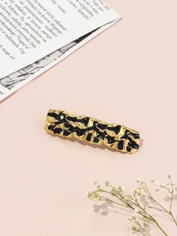 Заколка - автомат для волос QF &laquo;Филомена&raquo;, прямой, 9 см, чёрно-золотая