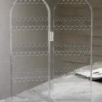 Подставка-книжка под серьги QF, 2 секции, 8 рядов, 21&times;1&times;28 см, прозрачная