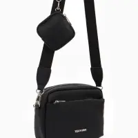 Сумка женская кросс-боди TEXTURA на молнии, 16&times;7&times;17 см, чёрная