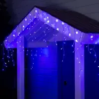 Гирлянда &laquo;Бахрома&raquo; 4&times;0.6 м, IP44, прозрачная нить, 180 LED, свечение синее, мерцание белым, 220 В