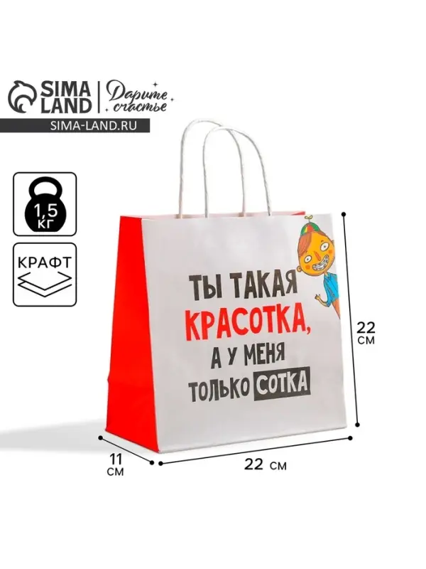 Пакет подарочный, упаковка, &laquo;Красотка&raquo;, 22&times;22&times;11 см